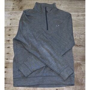 Vineyard Vines 1/4 Zip Sweater Pullover Pima Cotton‎ Men's S Logo Heathered Gray